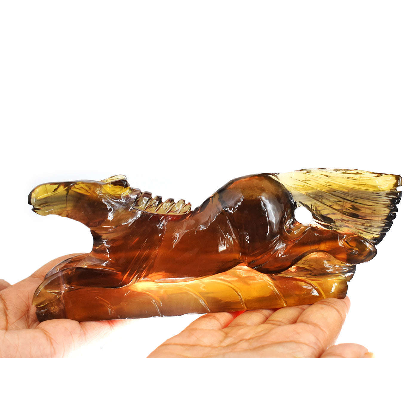 gemsmore:Gorgeous 2332.00 Cts Multicolor Fluorite Hand Carved  Crystal Horse  Gemstone Carving