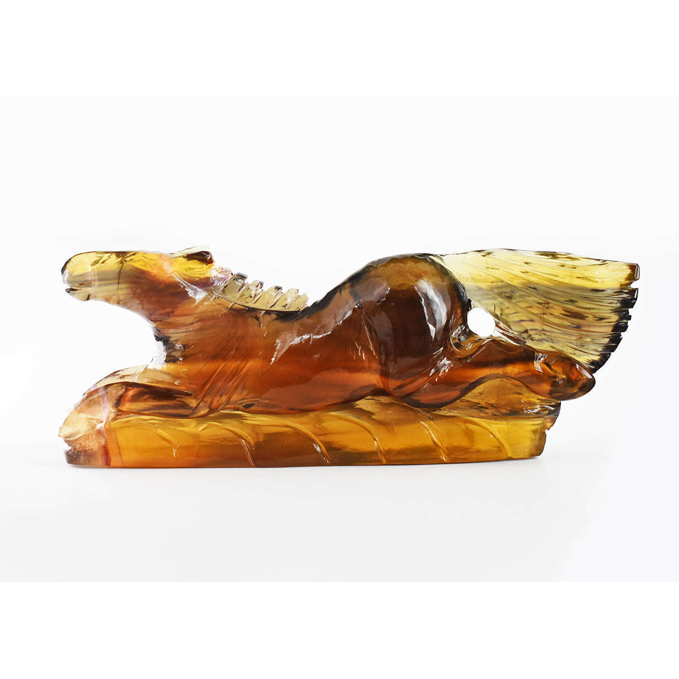 gemsmore:Gorgeous 2332.00 Cts Multicolor Fluorite Hand Carved  Crystal Horse  Gemstone Carving
