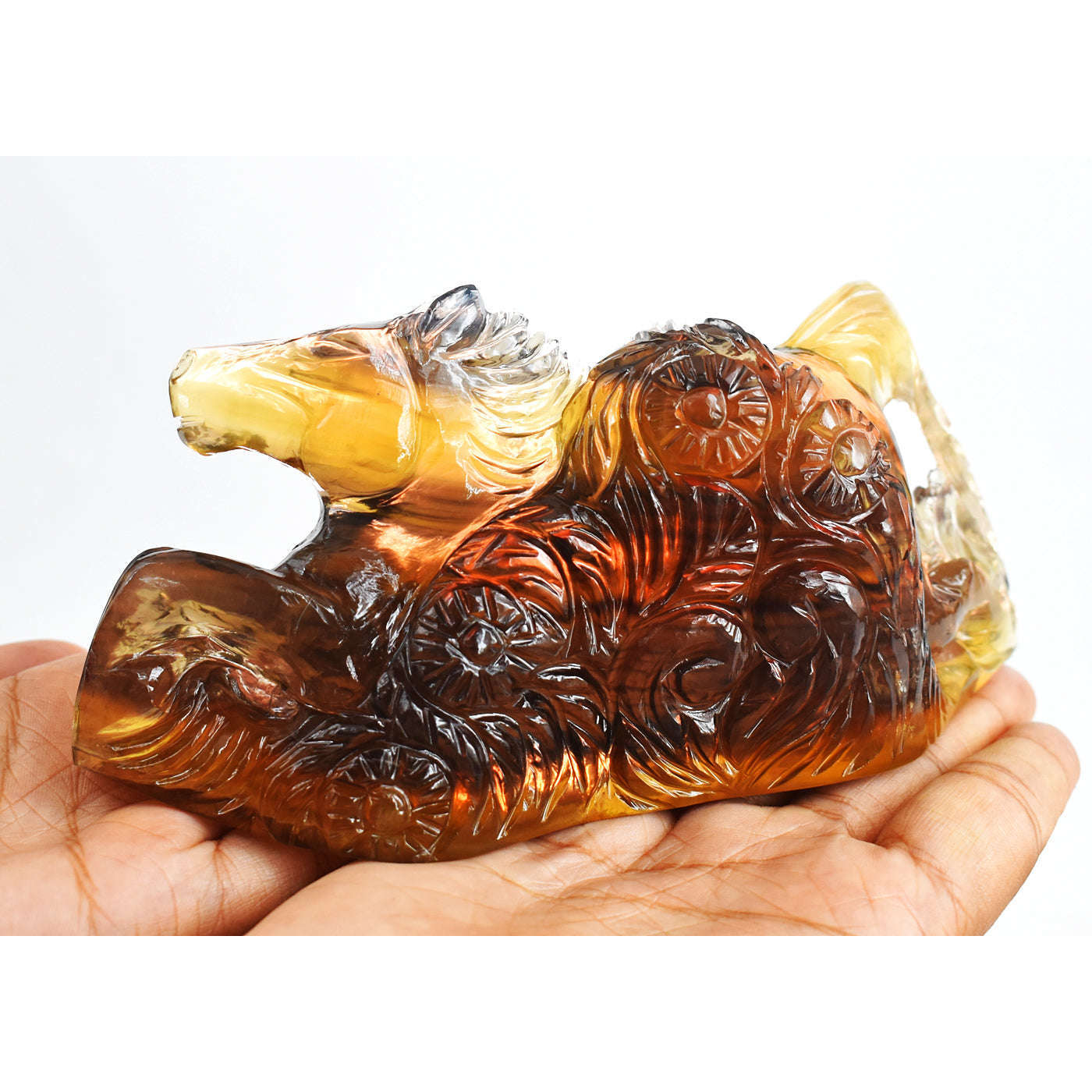 gemsmore:Gorgeous 2907.00  Cts Multicolor Fluorite Hand Carved Genuine Crystal Horse Gemstone Carving