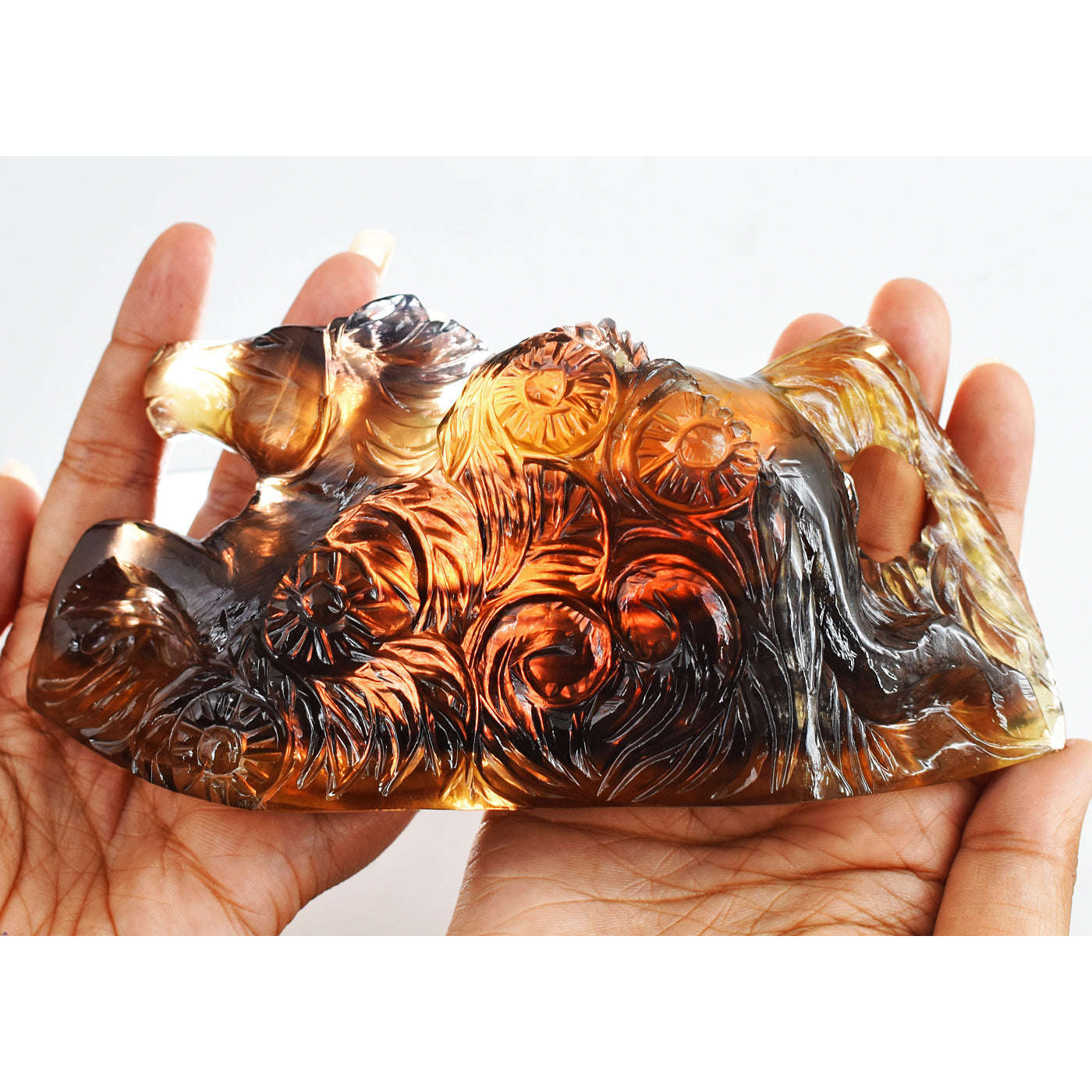 gemsmore:Gorgeous 2907.00  Cts Multicolor Fluorite Hand Carved Genuine Crystal Horse Gemstone Carving