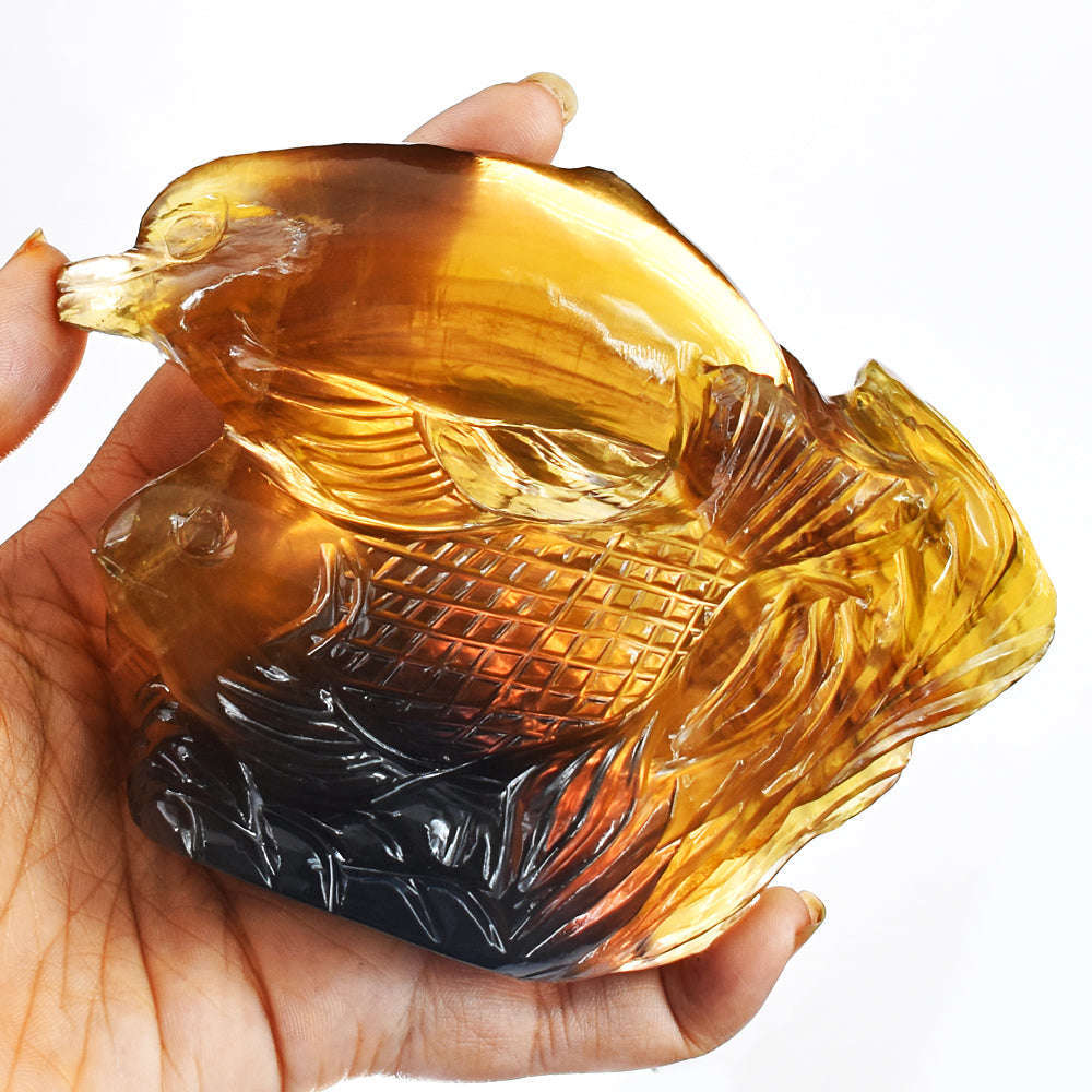 gemsmore:Gorgeous  Multicolor  Fluorite  Hand  Carved  Genuine  Dolphin & Fish Gemstone  Carving