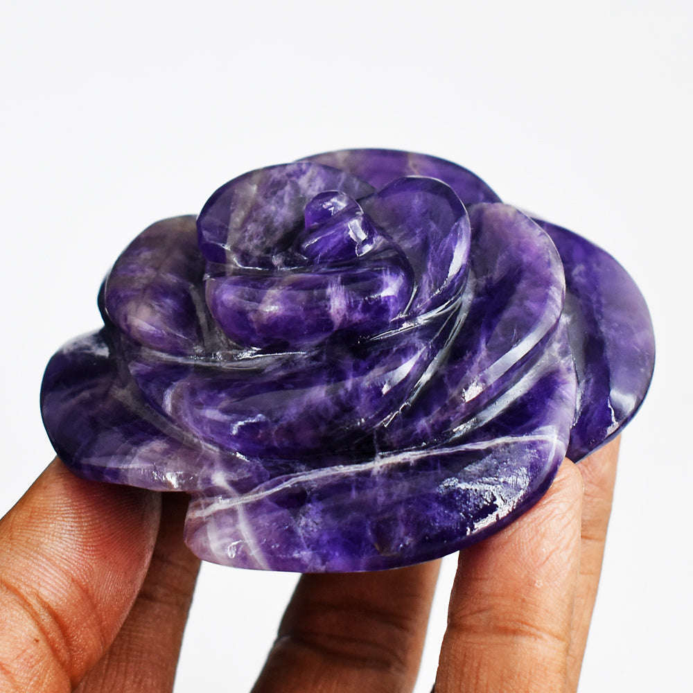 gemsmore:Natural  812.00 Cts  Genuine   Amethyst  Hand Carved Rose Flower Gemstone