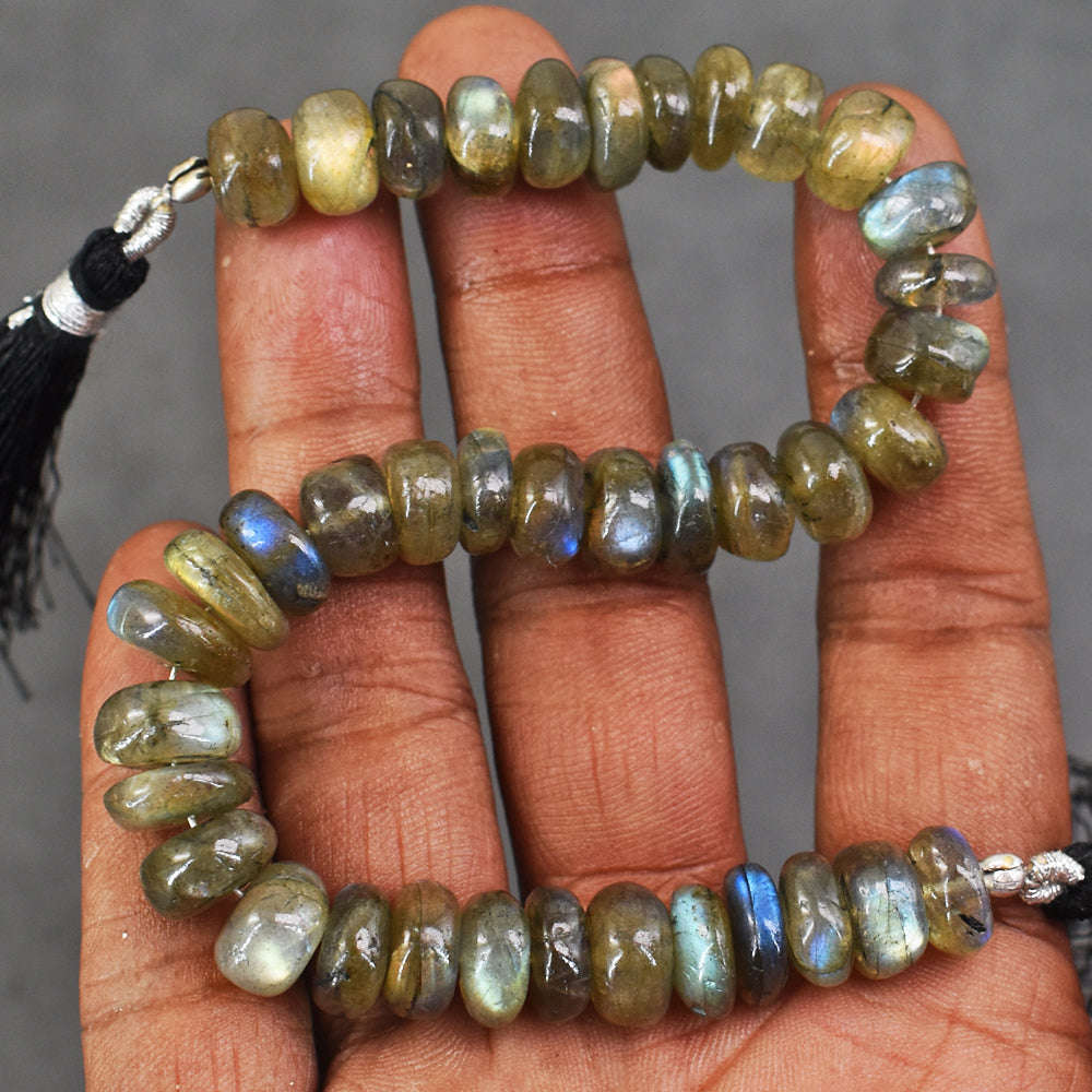 gemsmore:08 Inches Natural 158 Carats Genuine Amazing Flash Labradorite Beads Strand
