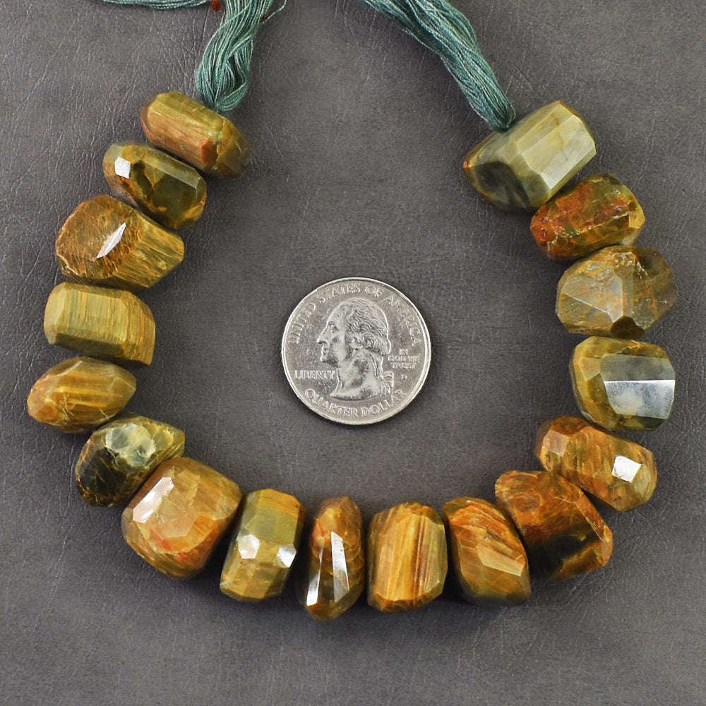 gemsmore:08 Inches Natural 500 Carats Genuine Cat's Eye Beads Strand