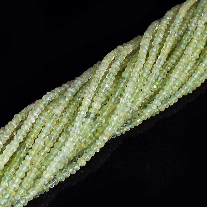 gemsmore:1 pc 03mm Faceted Phrenite Drilled Beads Strand 13 inches