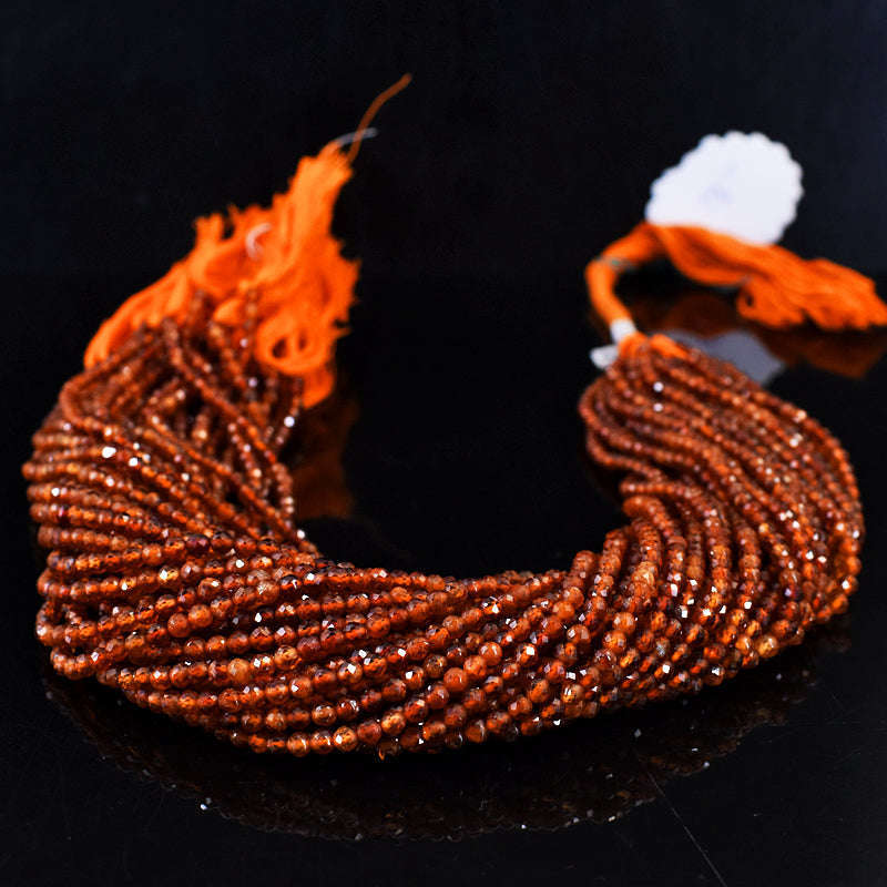 gemsmore:1 pc 03mm Faceted Spessartite Garnet Drilled Beads Strand 13 inches