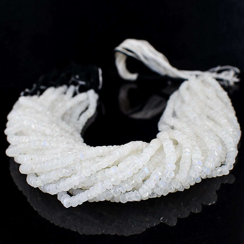gemsmore:1 pc 04-05mm Faceted Moonstone Drilled Beads Strand 13 inches