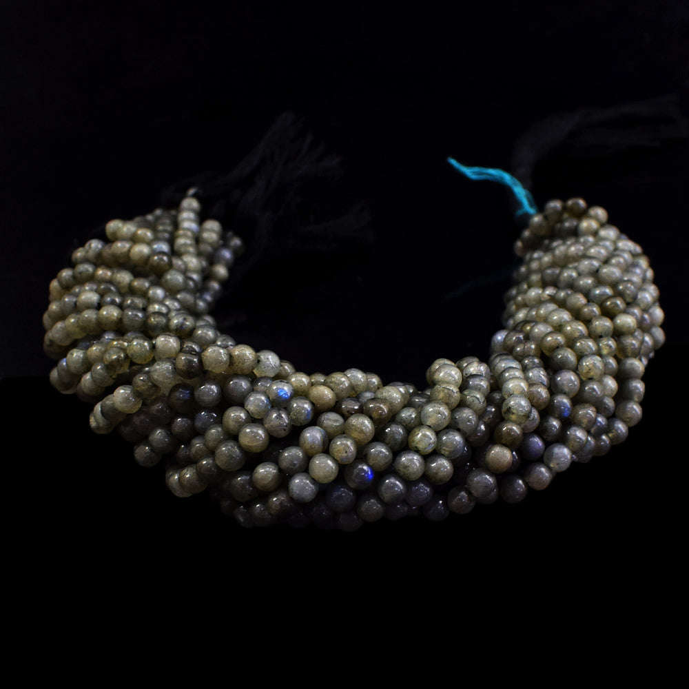 gemsmore:1 pc 06mm Labradorite Drilled Beads Strand 13 inches
