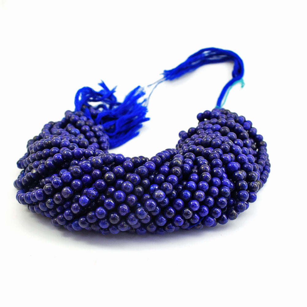 gemsmore:1 pc 06mm Lapis Lazuli  Drilled Beads Strand 13 inches