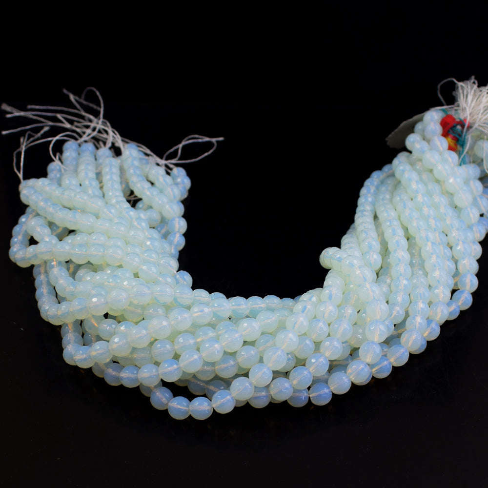 gemsmore:1 pc 08mm Opalite  Drilled Beads Strand 15  Inches