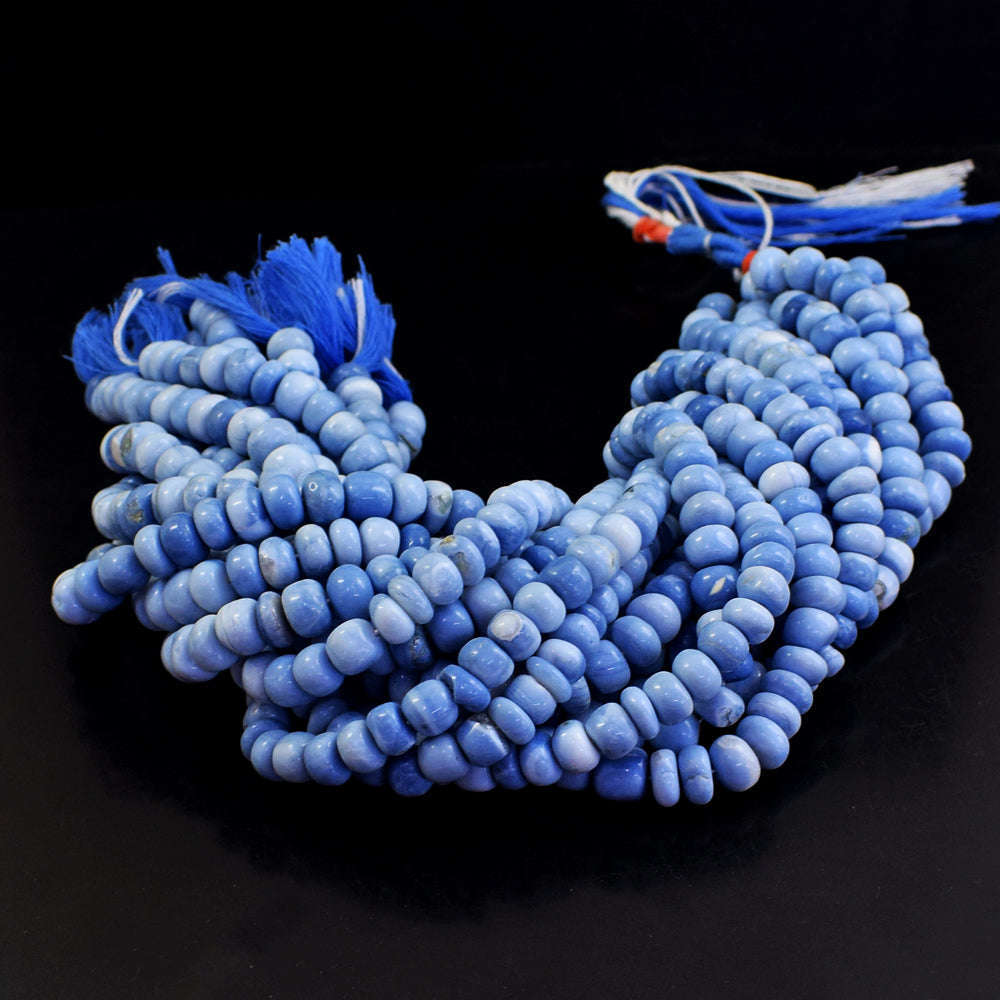 gemsmore:1 pc 09-10mm Blue Lace Agate Drilled Beads Strand 13  inches