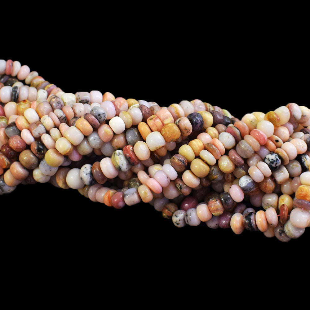 gemsmore:1 pc 09-10mm Pink Australian Opal  Drilled Beads Strand 13 inches