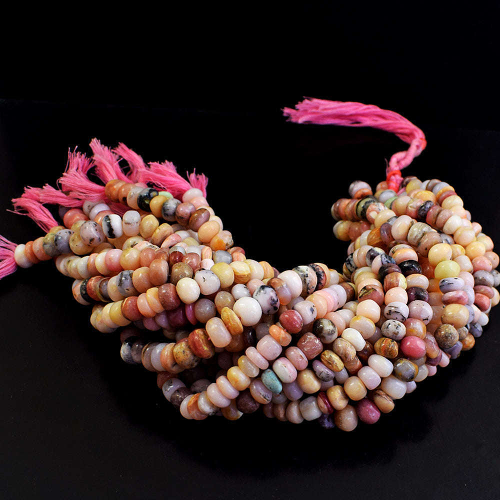 gemsmore:1 pc 09-10mm Pink Australian Opal  Drilled Beads Strand 13 inches