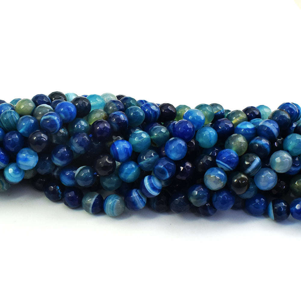 gemsmore:1 pc 10mm Faceted Onyx Drilled Beads Strand 14 inches