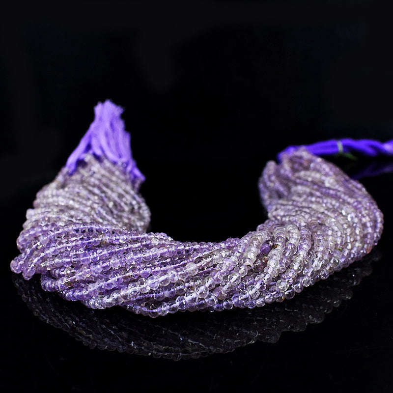 gemsmore:1 pc 3-4mm Faceted Amethyst Drilled Beads Strand 13 inches