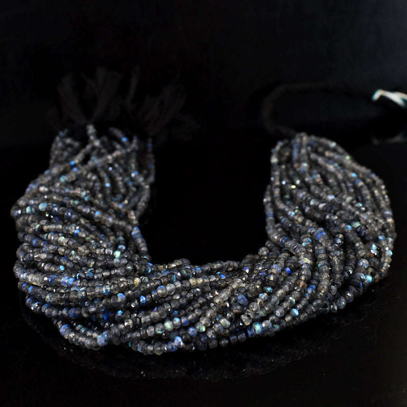 gemsmore:1 pc 3-4mm Faceted Labradorite Drilled Beads Strand 13 inches