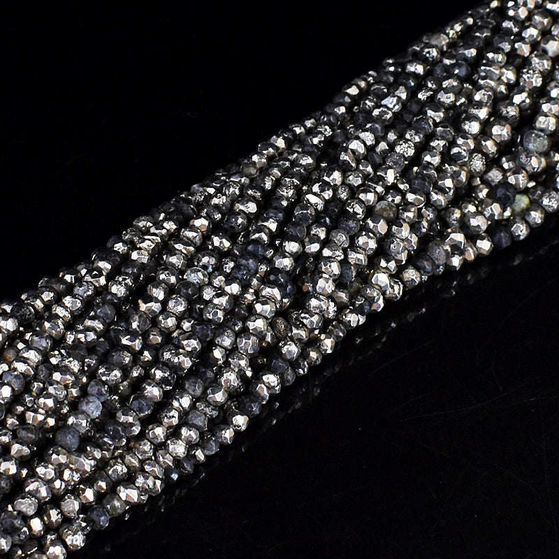 gemsmore:1 pc 3-4mm Faceted Pyrite Drilled Beads Strand 13 inches