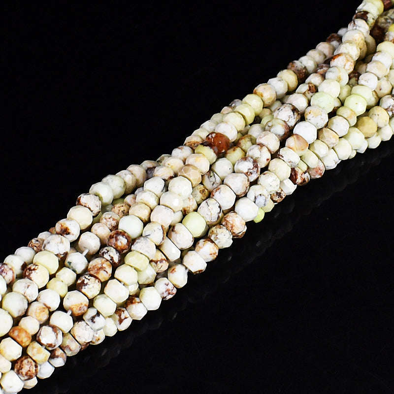 gemsmore:1 pc 4-5mm Faceted Pistachio Jasper Drilled Beads Strand 13 inches