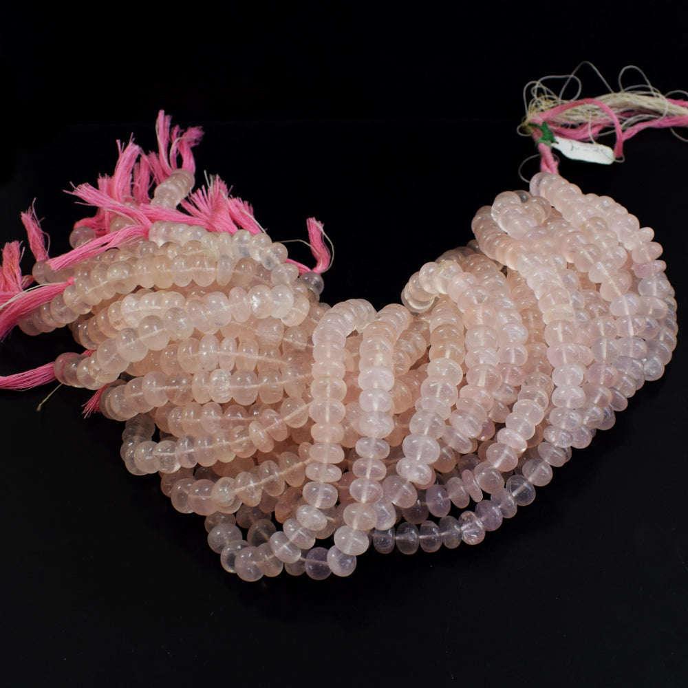 gemsmore:1 pc 9-10mm Rose Quartz Drilled Beads Strand 13  inches