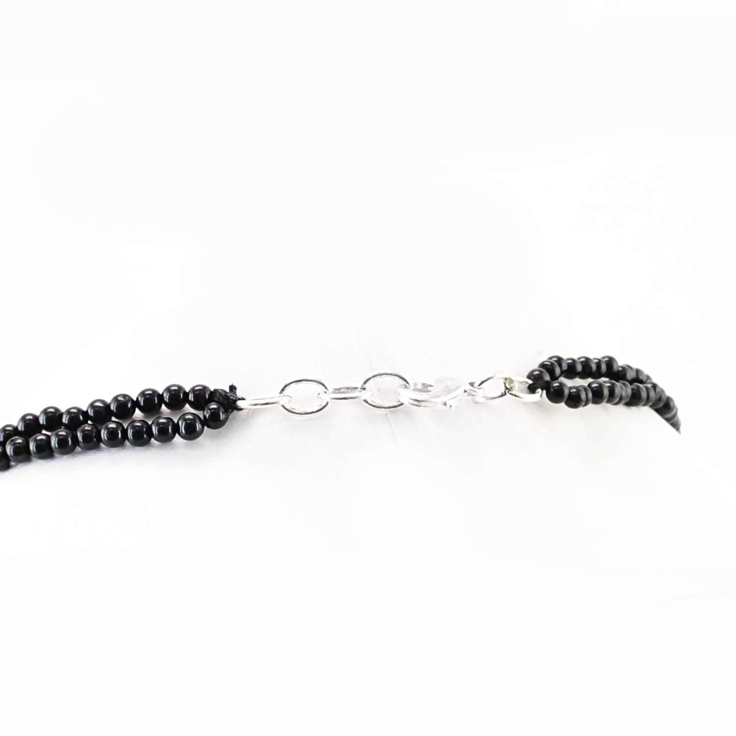gemsmore:2 Strand Black Spinel & Golden Tiger Eye Necklace Natural Round Shape Beads