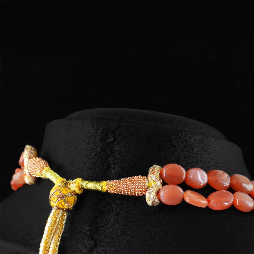 gemsmore:2 Strand Moonstone Necklace Natural Oval Shape Untreated Beads