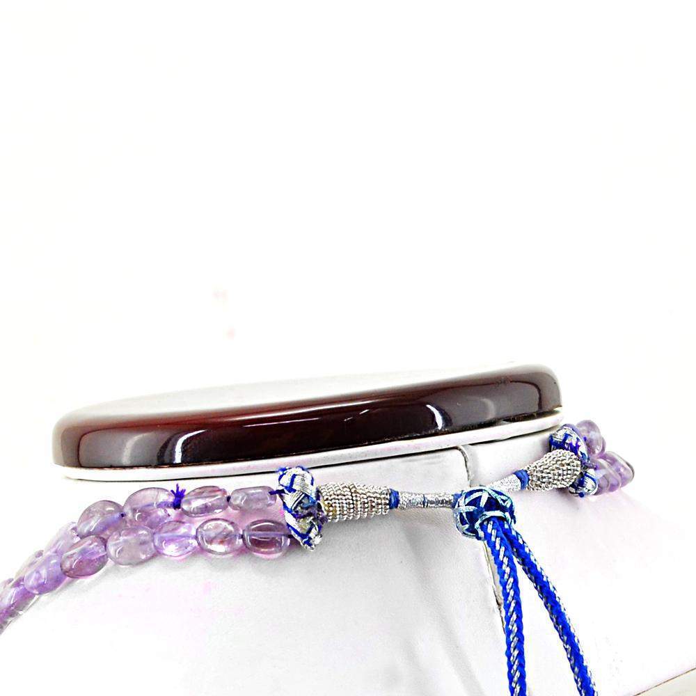 gemsmore:2 Strand Purple Amethyst Necklace Natural Untreated Oval Beads