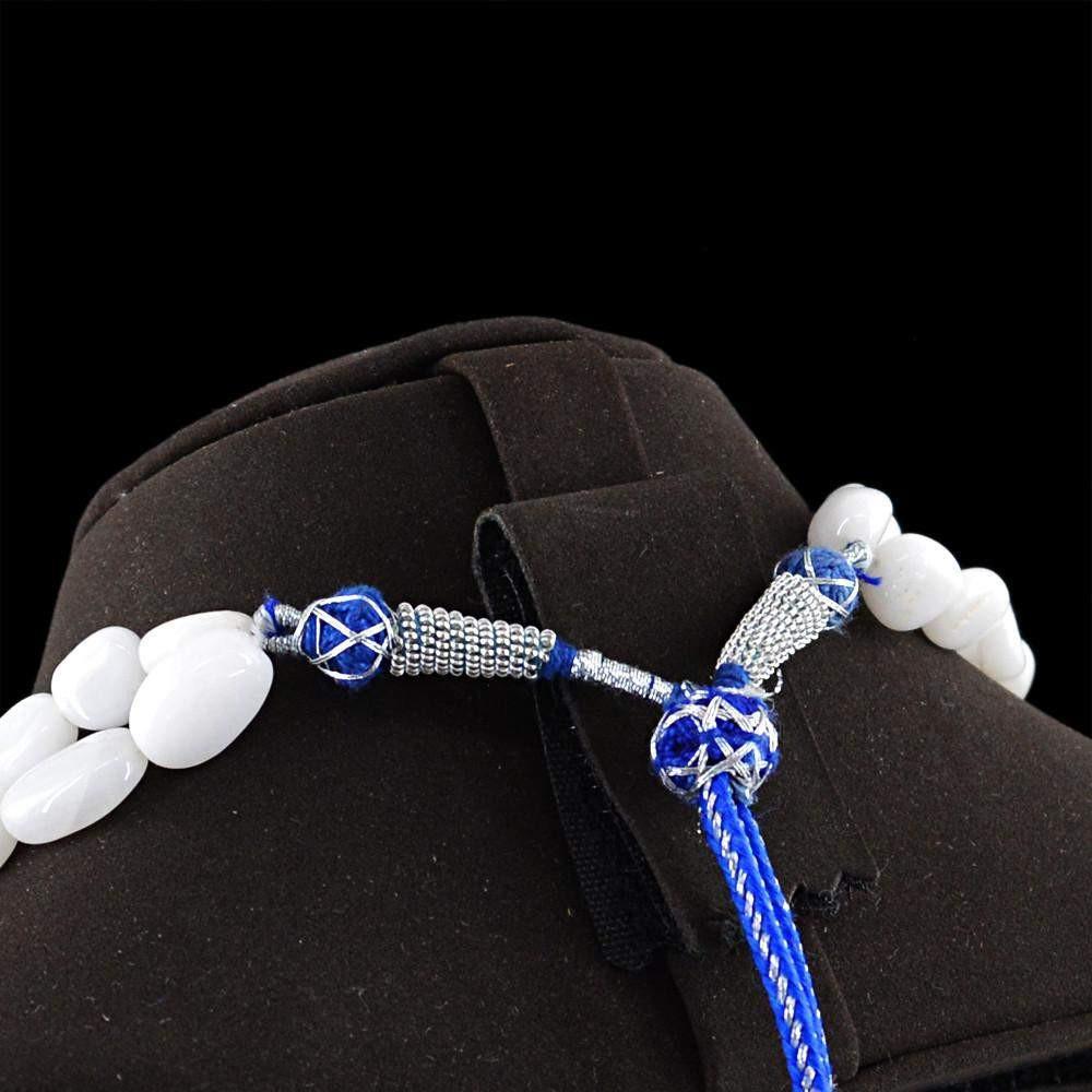 gemsmore:2 Strand White Agate Necklace Natural Untreated Oval Beads