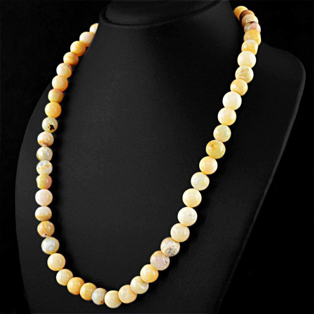 gemsmore:20 Inches Long Australian Opal Necklace Natural Round Shape Untreated