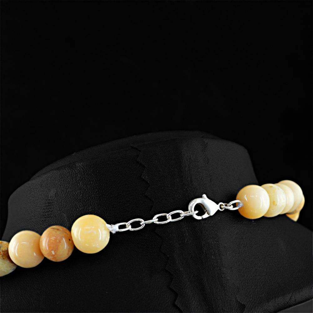 gemsmore:20 Inches Long Australian Opal Necklace Natural Round Shape Untreated