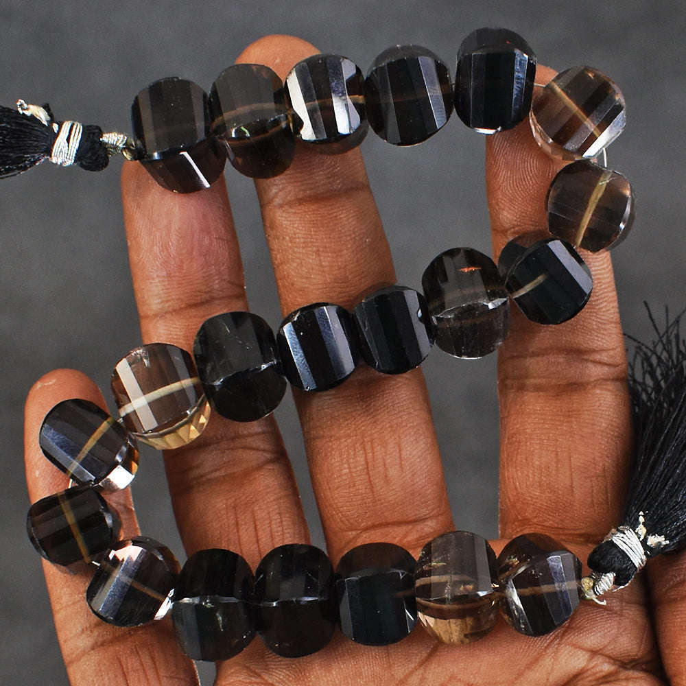 gemsmore:276 Carats 08 Inches Genuine Smoky Quartz Beads Strand