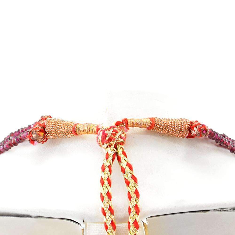 gemsmore:3 Line Red Garnet Necklace Natural Round Shape Faceted Beads