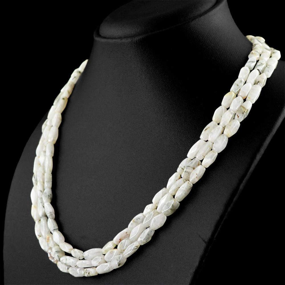 gemsmore:3 Strand Rutile Quartz Necklace Natural Faceted Beads