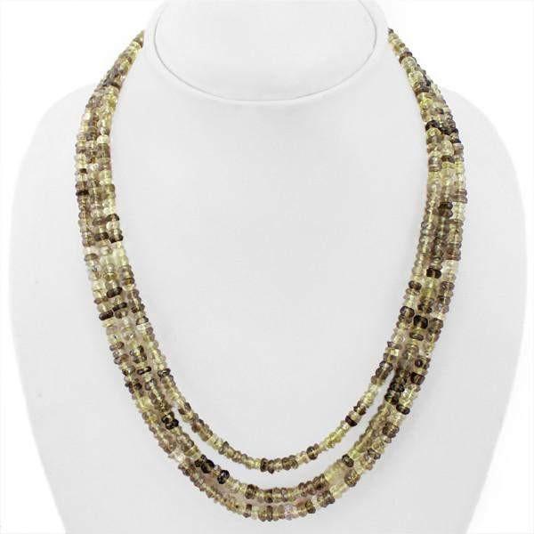 gemsmore:3 Strand Rutile Quartz Necklace Natural Round Cut Beads