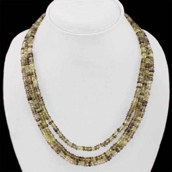 gemsmore:3 Strand Rutile Quartz Necklace Round Cut Beads