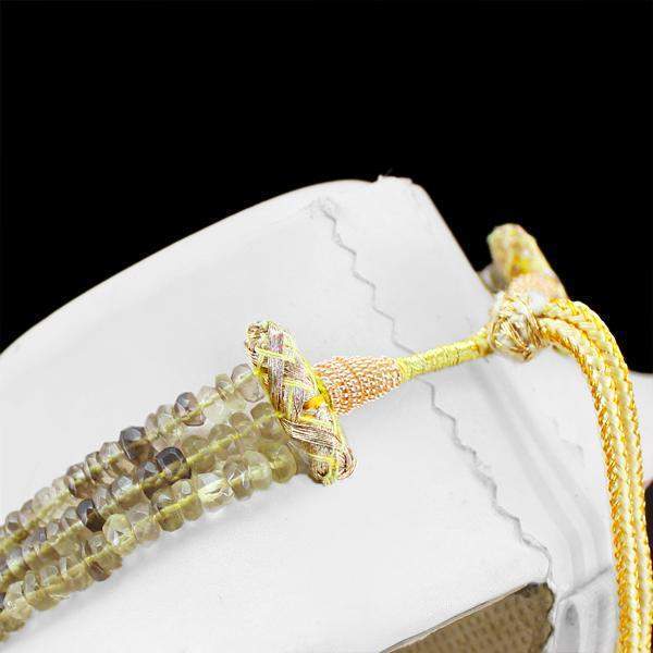 gemsmore:3 Strand Rutile Quartz Necklace Round Cut Beads
