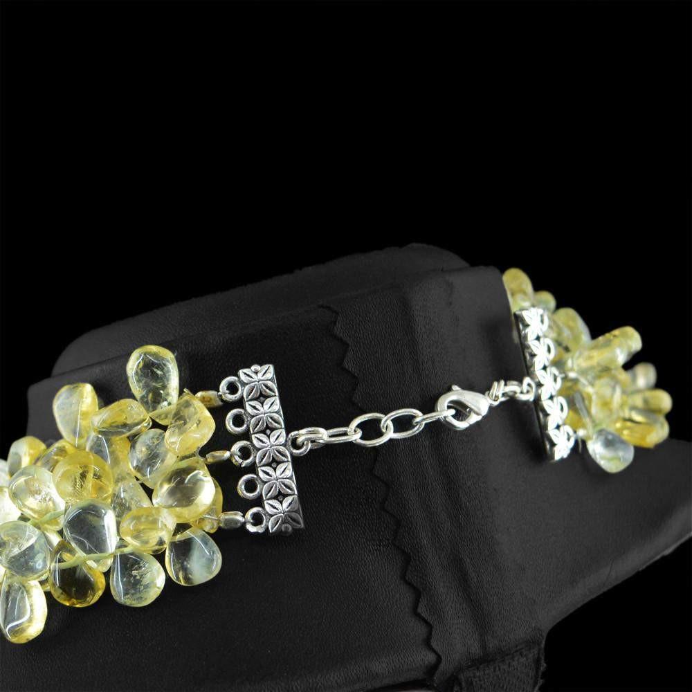 gemsmore:3 Strand Yellow Citrine Necklace Natural Untreated Pear Shape Beads