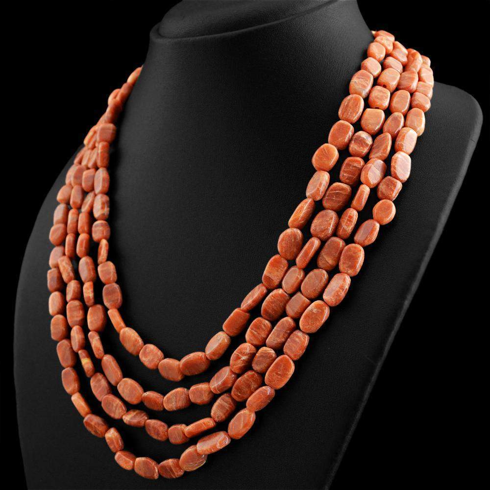 gemsmore:4 Strand Jasper Necklace Natural Oval Shape Beads