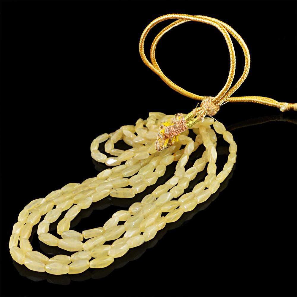 gemsmore:4 Strand Natural Yellow Aventurine Necklace Unheated Beads