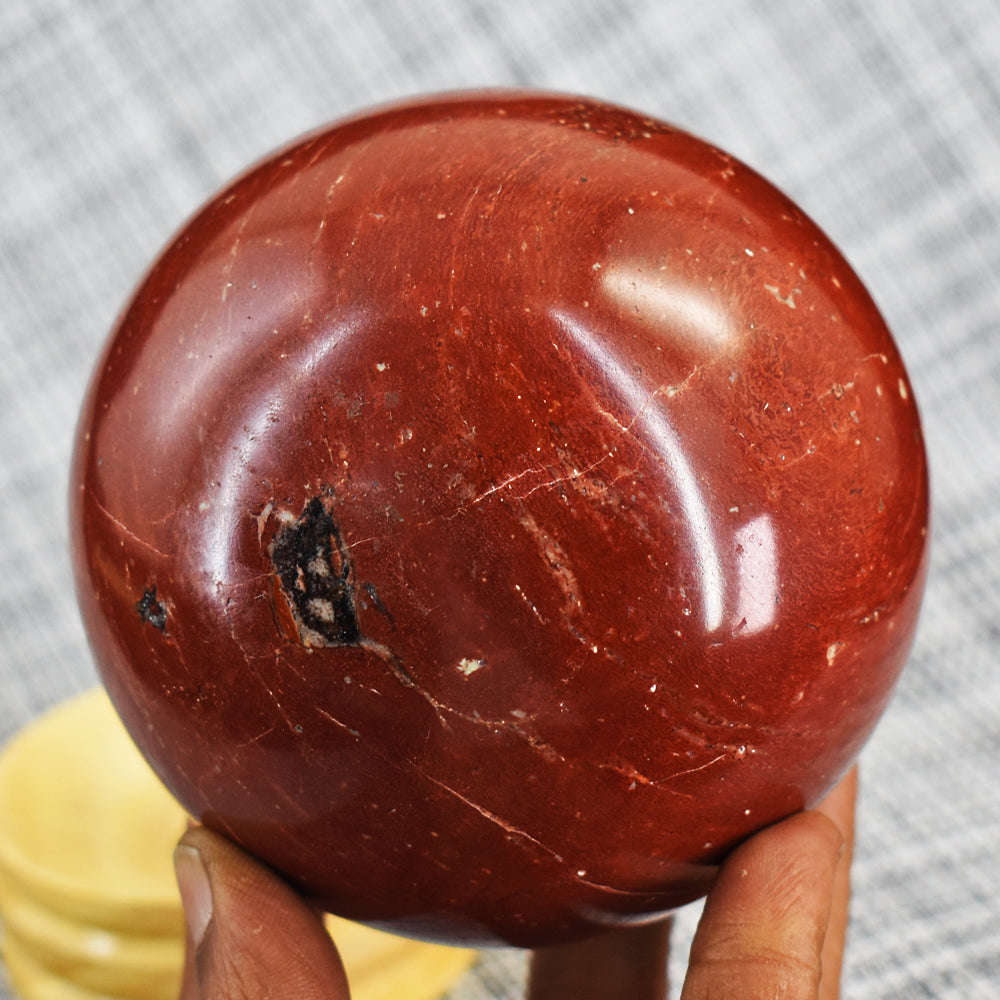 gemsmore:5385.00 Cts Red Jasper Hand Carved Crystal Healing Sphere - Huge Size
