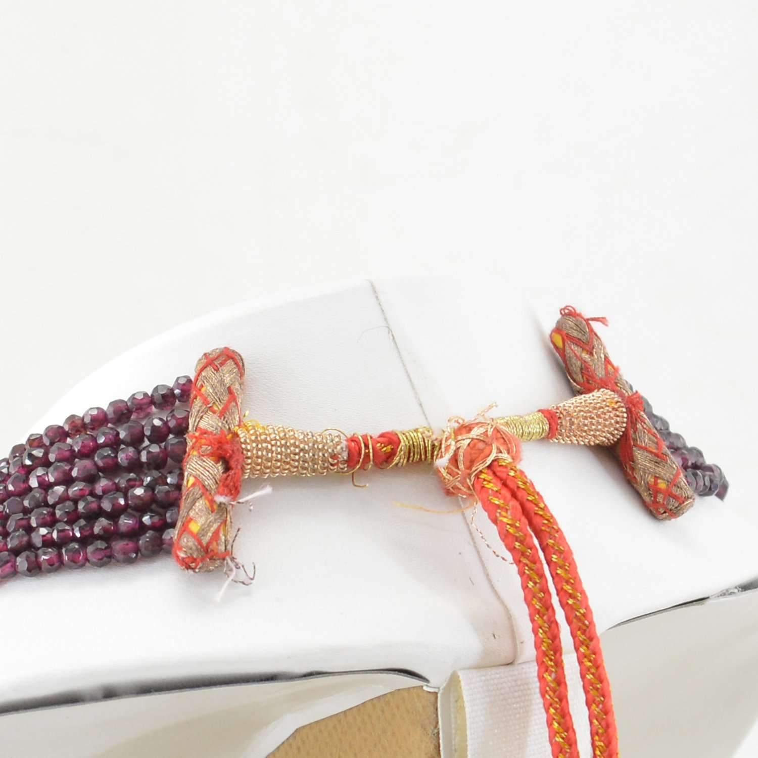 gemsmore:7 Line Red Garnet Necklace Natural Round Shape Faceted Beads