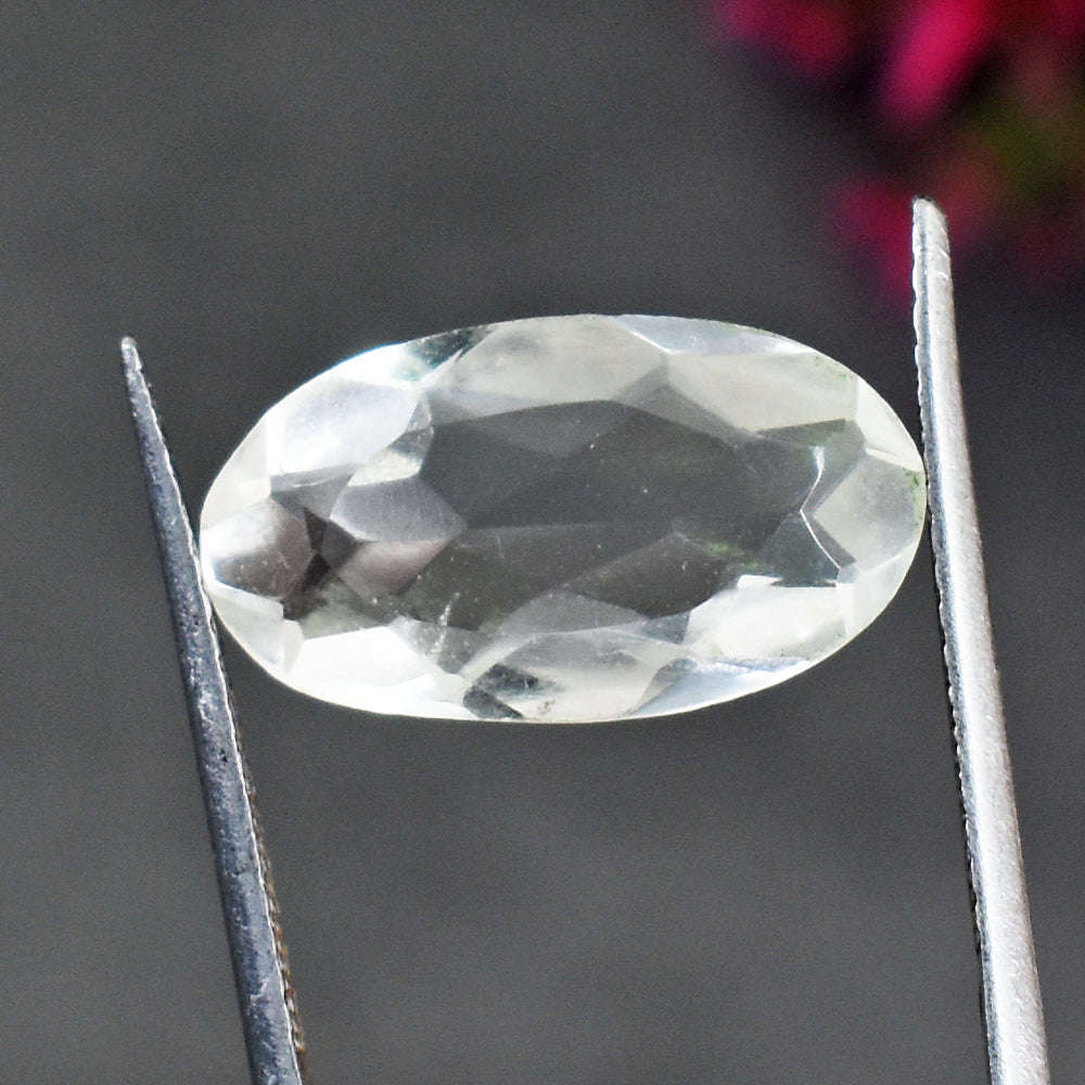 gemsmore:8 Cts Genuine White Quartz Faceted Gemstone