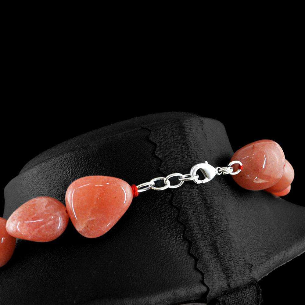gemsmore:Agate Necklace Natural Single Strand Untreated Beads