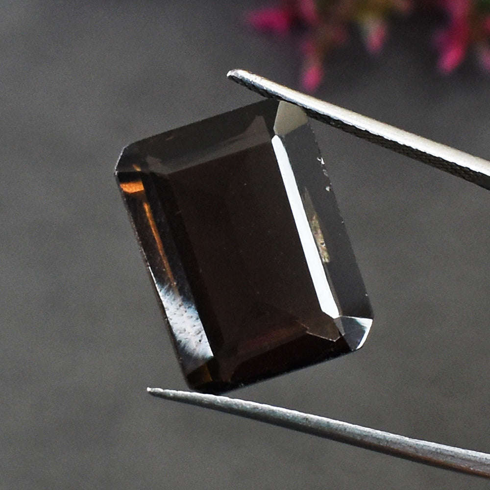 gemsmore:Amazing 19 Cts Genuine Smoky Quartz Faceted Gemstone