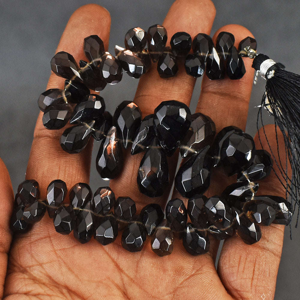 gemsmore:Amazing 207 Carats 08 Inches Genuine Smoky Quartz Faceted  Beads Strand