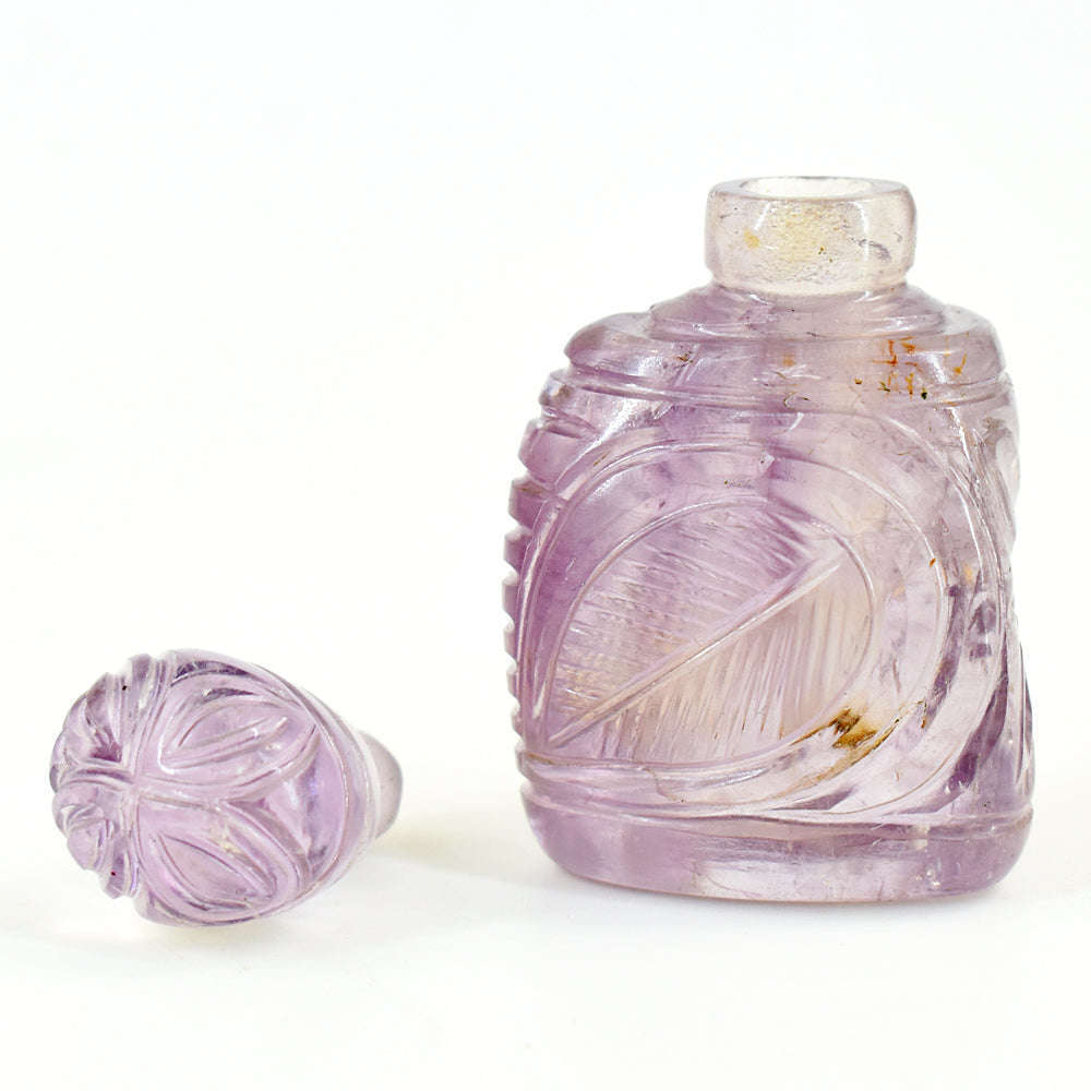 gemsmore:Amazing Amethyst  Hand Carved Genuine Crystal Gemstone Carving Perfume Bottle