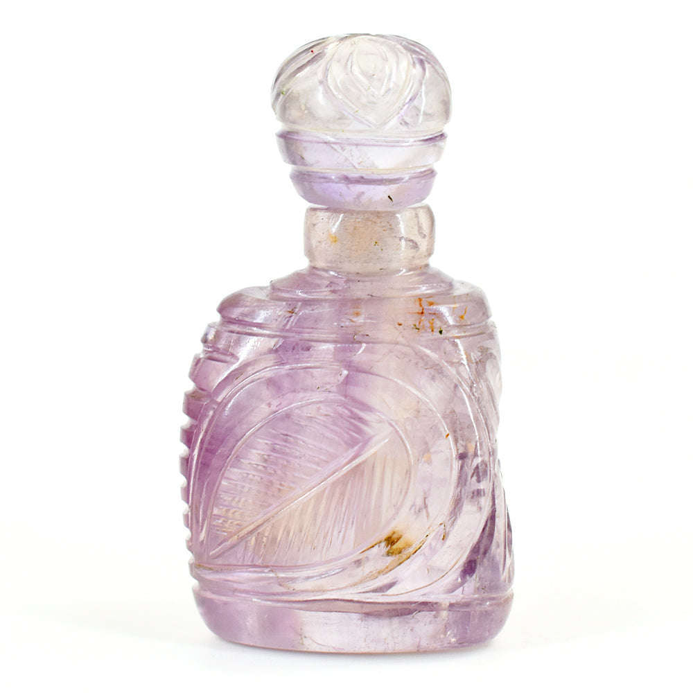gemsmore:Amazing Amethyst  Hand Carved Genuine Crystal Gemstone Carving Perfume Bottle