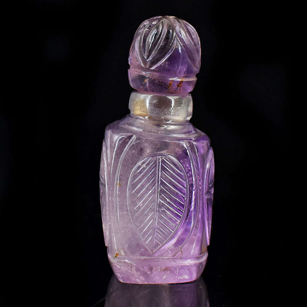 gemsmore:Amazing Amethyst  Hand Carved Genuine Crystal Gemstone Carving Perfume Bottle