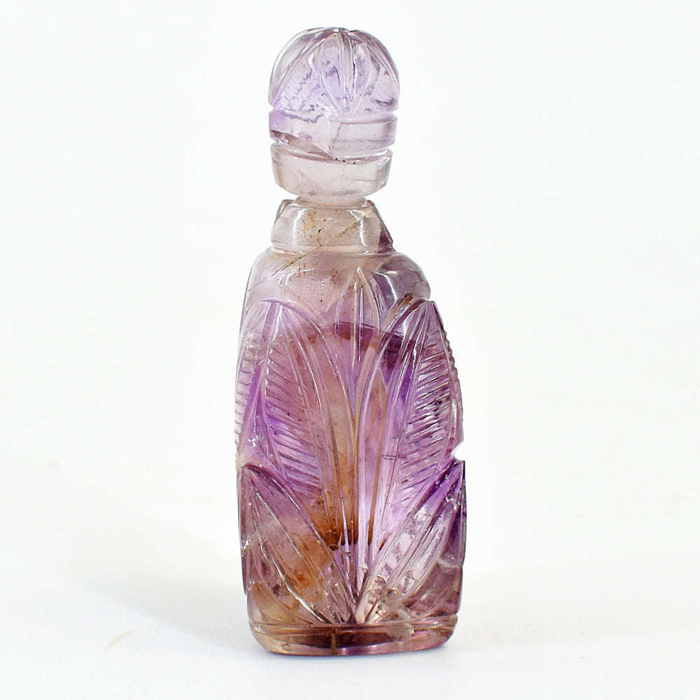 gemsmore:Amazing Amethyst  Hand Carved Genuine Crystal Gemstone Carving Perfume Bottle