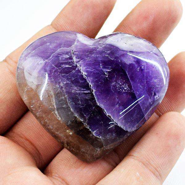 gemsmore:Amazing Amethyst Hand Carved Heart Shape Cabochon