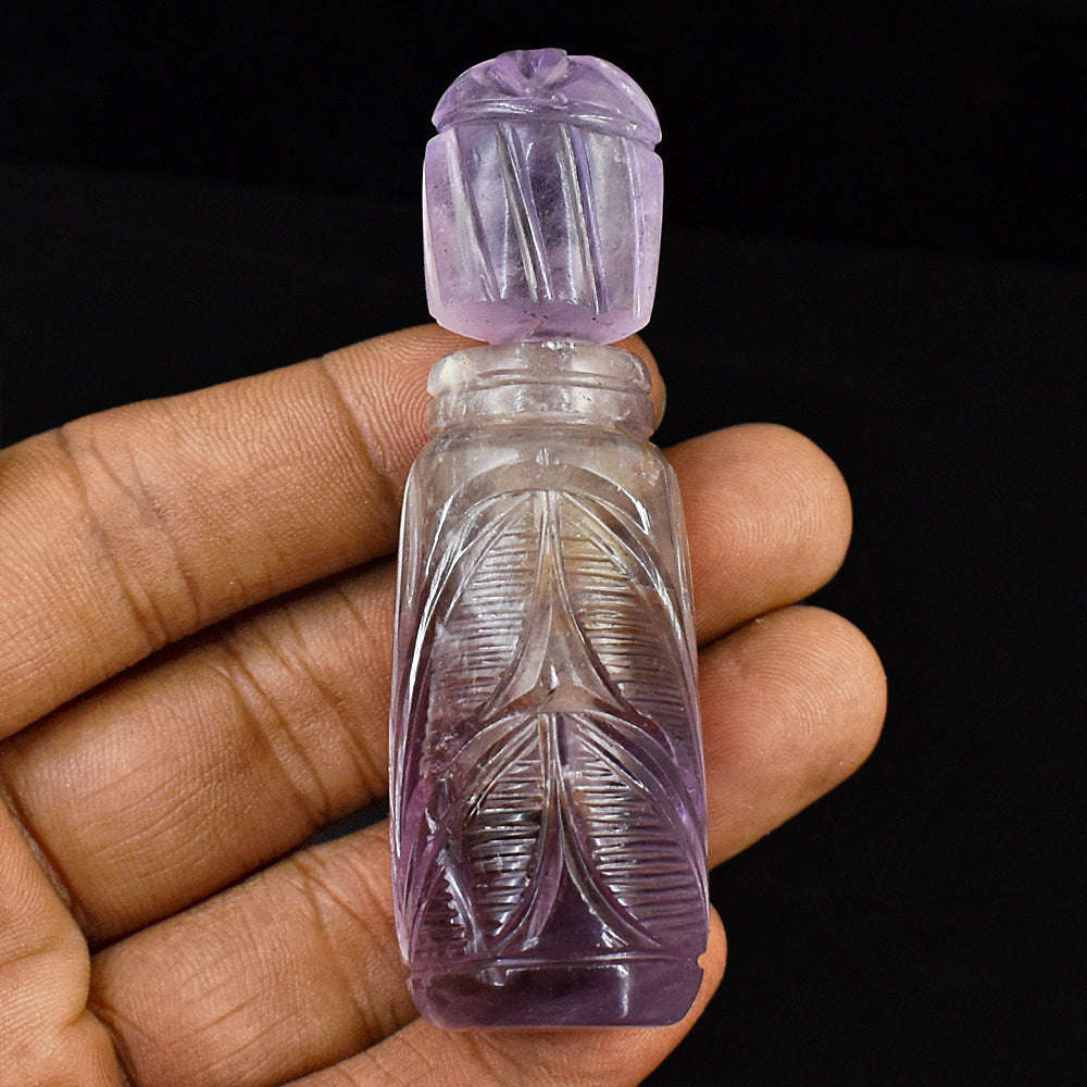 gemsmore:Amazing Ametrine  Hand Carved Genuine Crystal Gemstone Carving Perfume Bottle
